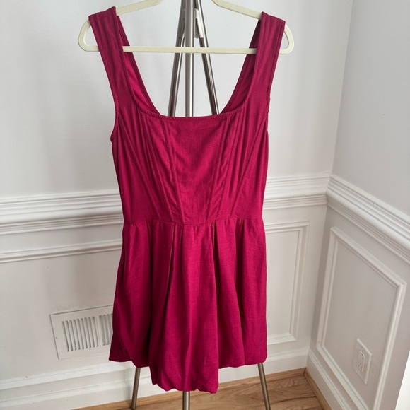AURETA STUDIO Anthropologie Corset Bubble Dress with Pockets in Raspberry Size 6 - Picture 5 of 11